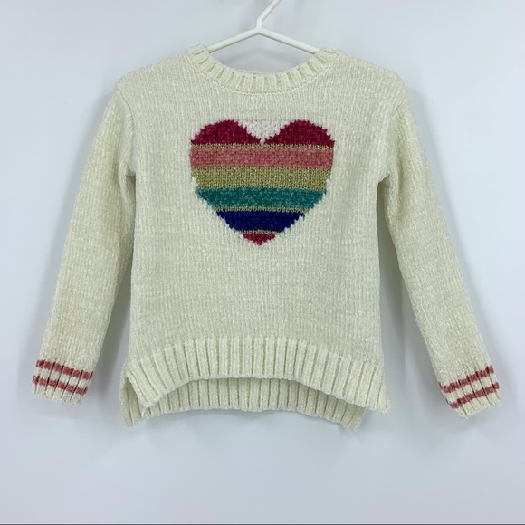 Epic Threads Little Girl's Ivory and Metallic Rainbow Heart Sweater, 2T - Picture 3 of 16